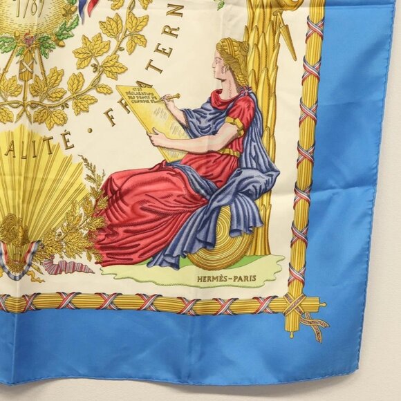 HERMES Carre 90 ""LIBERTE EGALITE FRATERNITE REPUBLIQUE FRANCAISE"" Auth - Picture 12 of 16